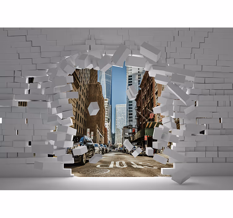 Exploding Cityscape 3d wall mural - TenStickers