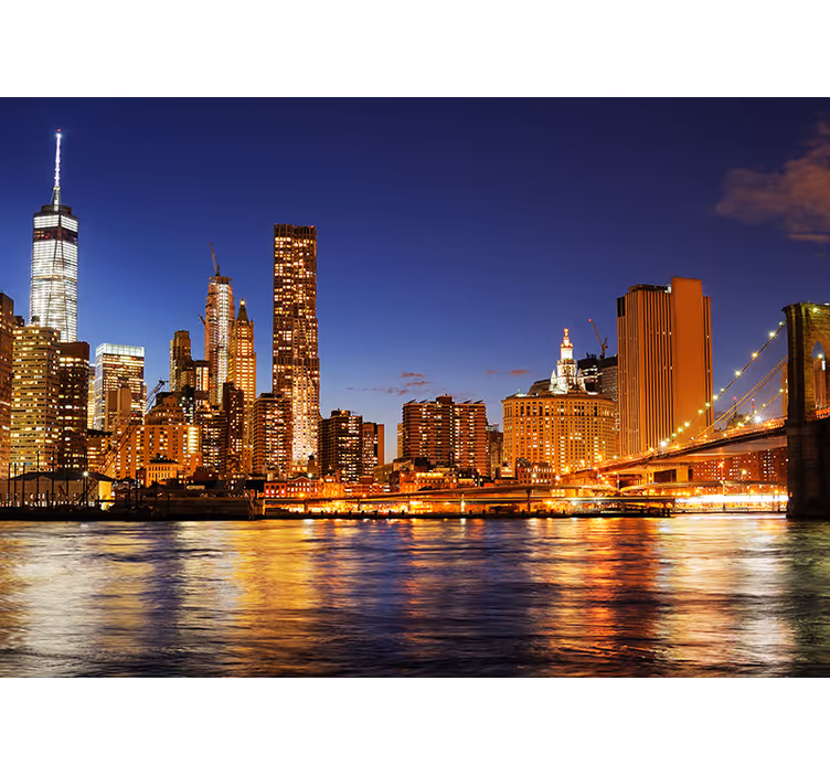 Urban Skyline Panorama new york wall mural - TenStickers