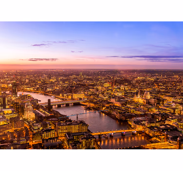 Aerial London Twilight Scene mural for living room - TenStickers