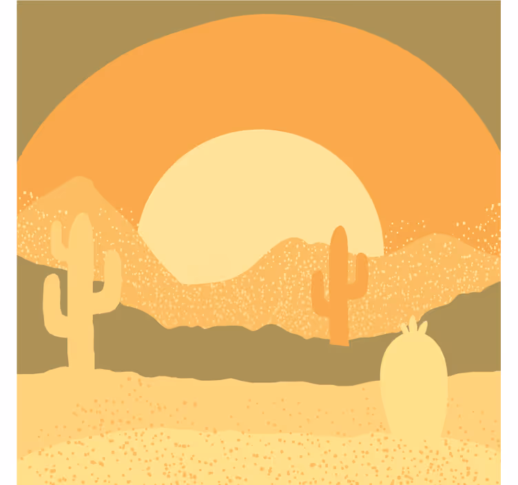 Desert mural desert sunset and cactus silhouette - TenStickers