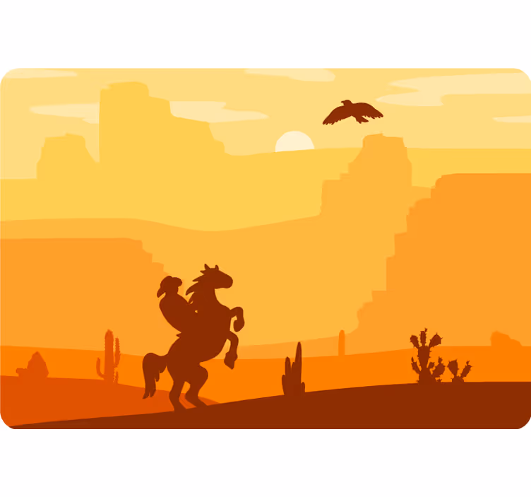 Desert mural cowboy landscape laptop art - TenStickers