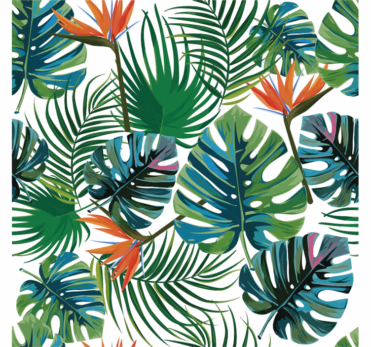 Jungle wall mural with tropical motifs - TenStickers