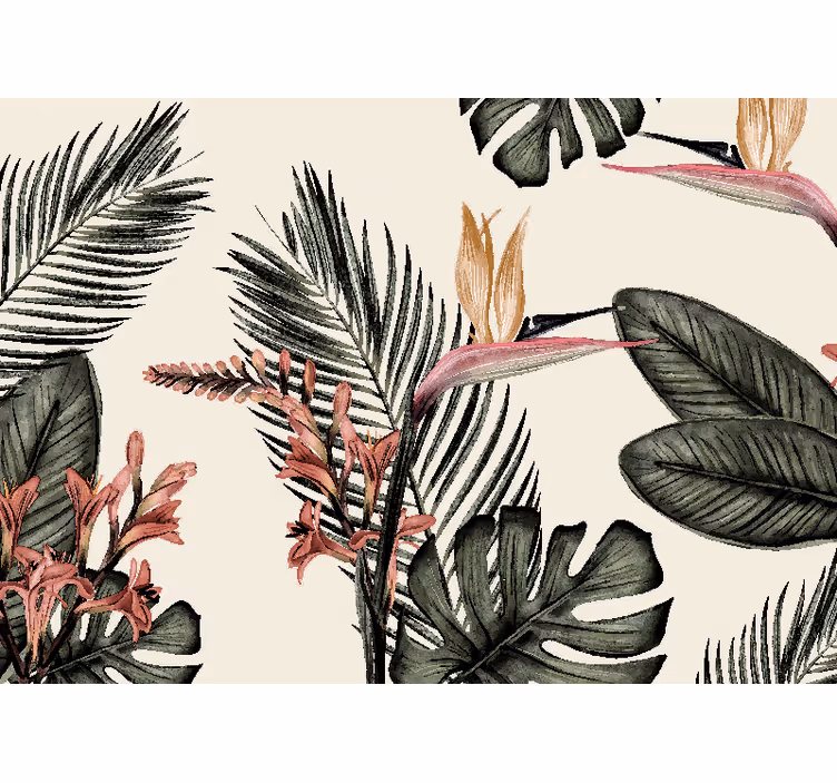 Jungle wall mural in tropical charcoal - TenStickers