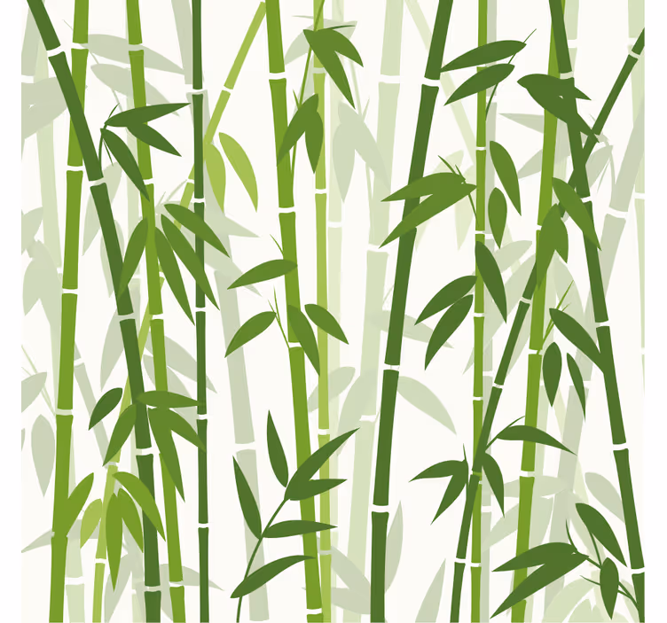 Bathroom mural green bamboo sticks with leaves - TenStickers