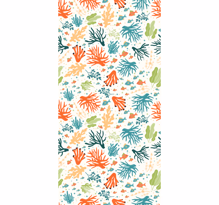 Bathroom mural colorful coral door design - TenStickers