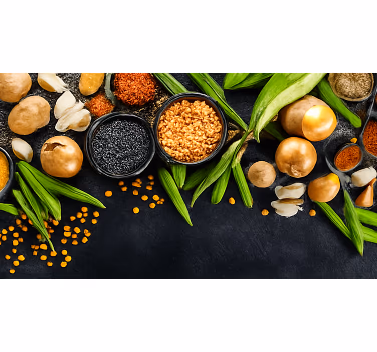 Kitchen mural featuring vegetables and spices - TenStickers