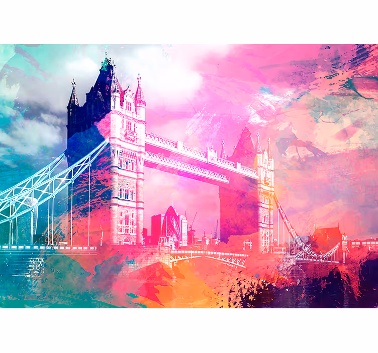 Colorful Bridge Silhouette london wall mural - TenStickers