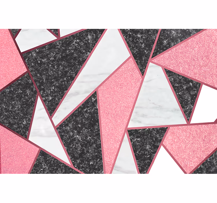 Kitchen mural in pink and grey geometric shapes - TenStickers