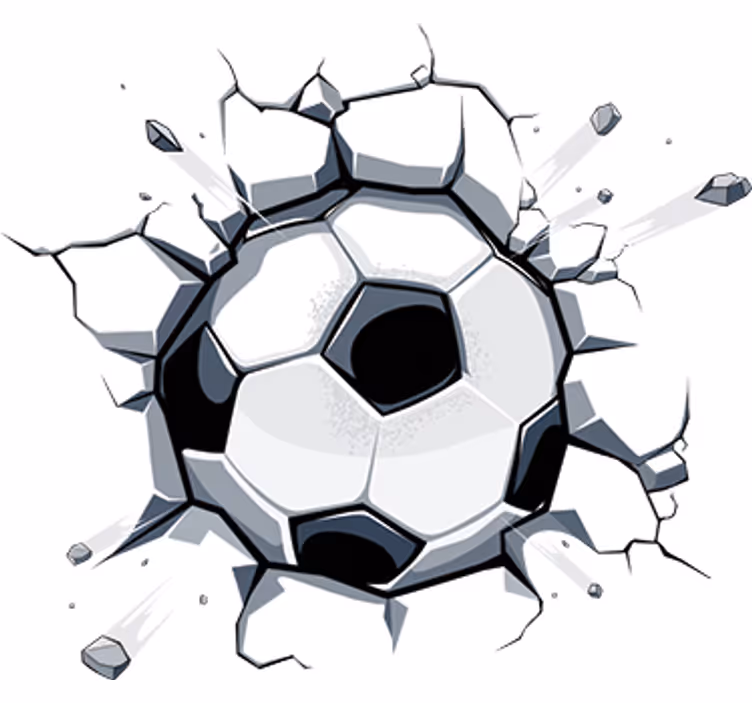 White wall mural 3d kids football design - TenStickers