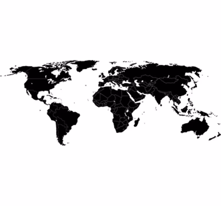 White wall mural world map with borders - TenStickers