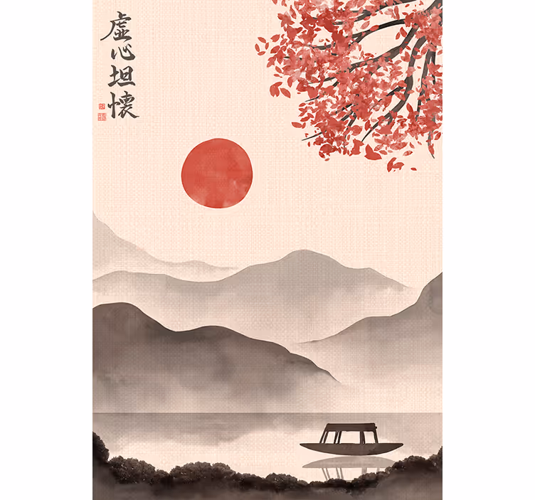 Beige wall mural in japandi style - TenStickers