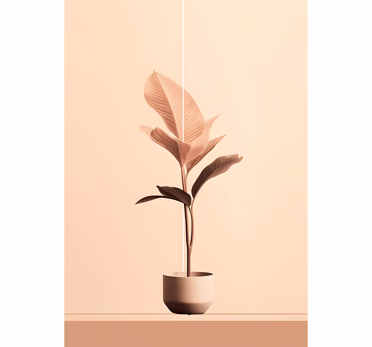 Beige wall mural featuring vertical beige plants - TenStickers