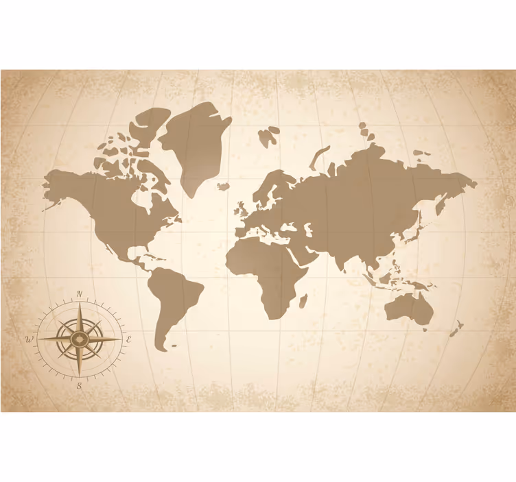Beige wall mural world map antique vintage design - TenStickers