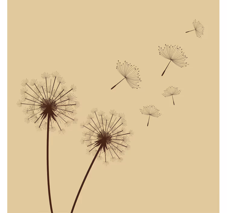 Beige wall mural dandelion artwork with vintage style - TenStickers