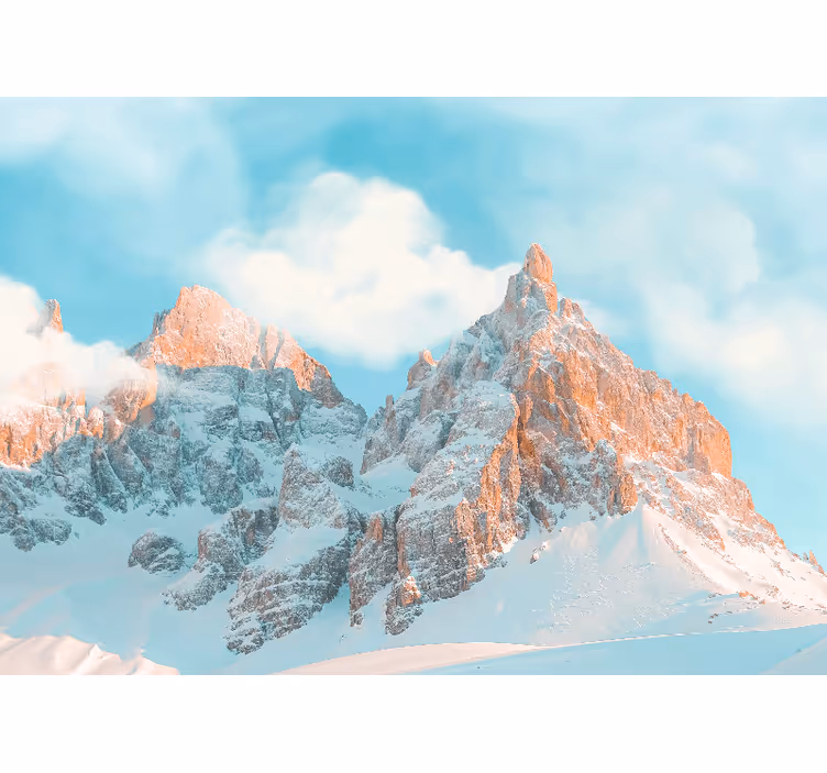 Blue wall mural thick white clouds over mountains - TenStickers