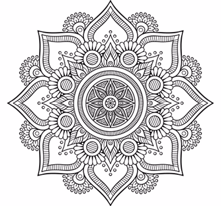 White wall mural floral mandala decals - TenStickers