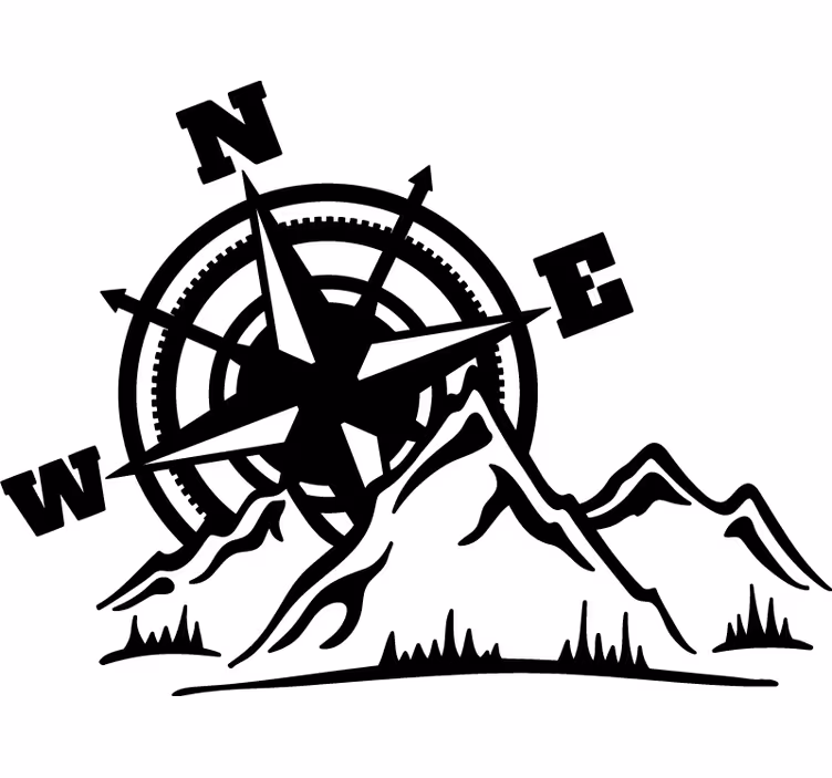 White wall mural adventure compass design - TenStickers