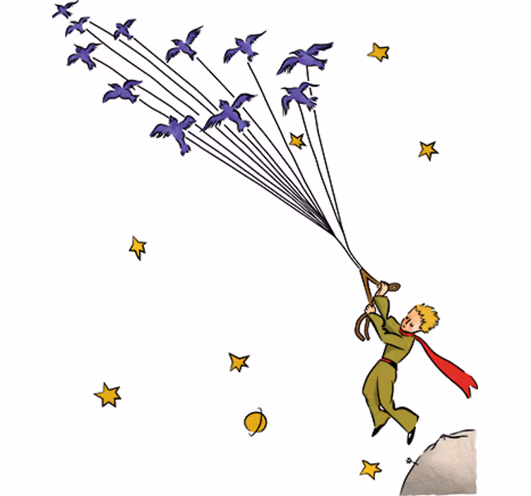 White wall mural little prince flying color - TenStickers