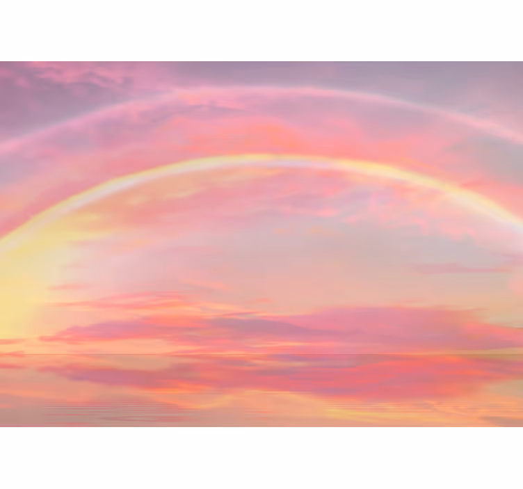 Pink wall mural pink sky with rainbow - TenStickers