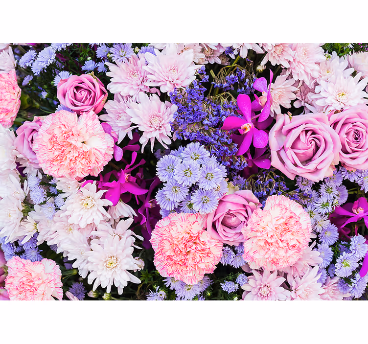 Pink wall mural with vibrant flowers - TenStickers