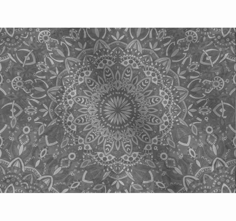 Gray wall mural intricate mandala design - TenStickers
