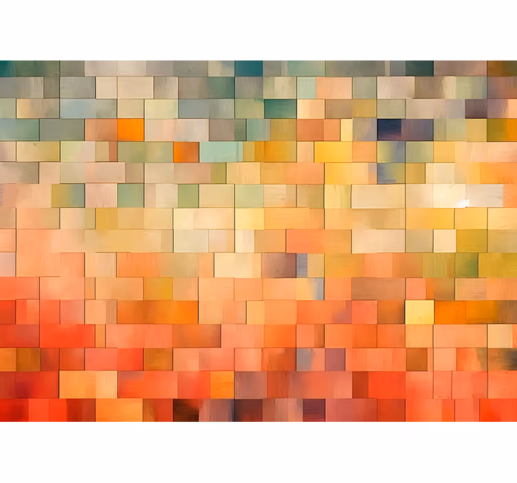 Entrance wall mural colorful square patterns - TenStickers