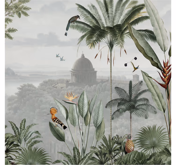 Nature wall mural tropical temple scene - TenStickers