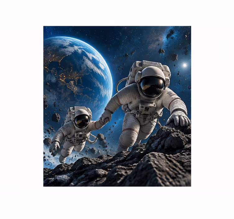 Blue wall mural astronauts in pressure suits - TenStickers