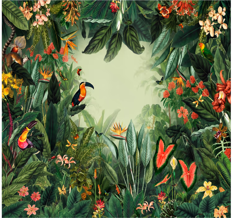Nature wall mural exotic garden retreat - TenStickers