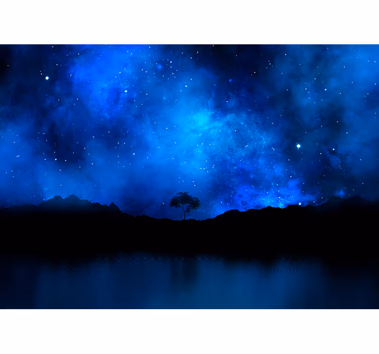 Starry Night Landscape Wall Mural - TenStickers