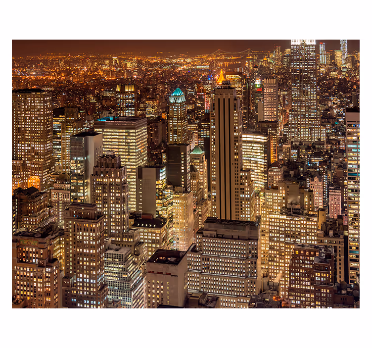 New york wall mural by night - TenStickers