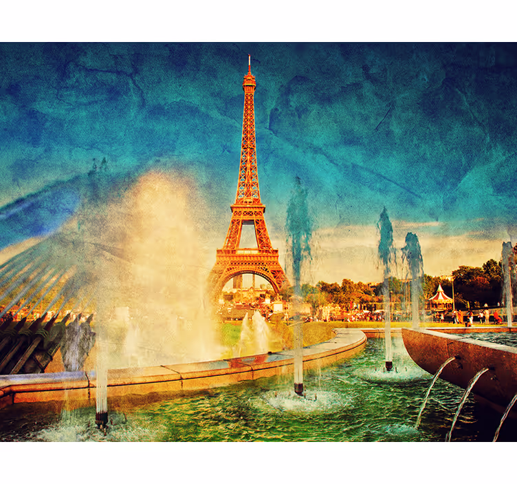 Eiffel tower views paris wall mural - TenStickers