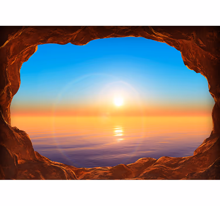 View to the sea through a cave 3D Wall Mural - TenStickers