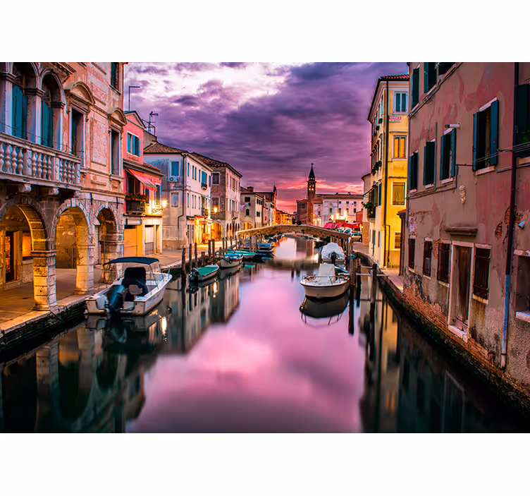 Venetian Canal Dusk city wall mural - TenStickers