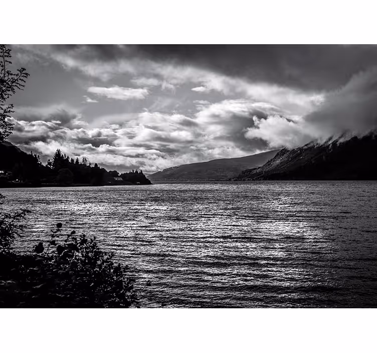Loch Ness at sunrise lake wall mural - TenStickers