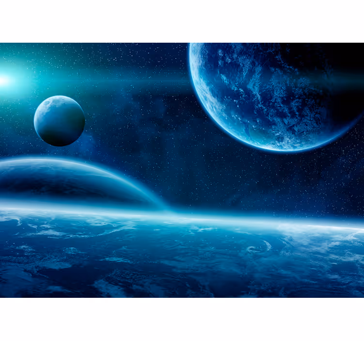 Blue space fantasy wall mural - TenStickers