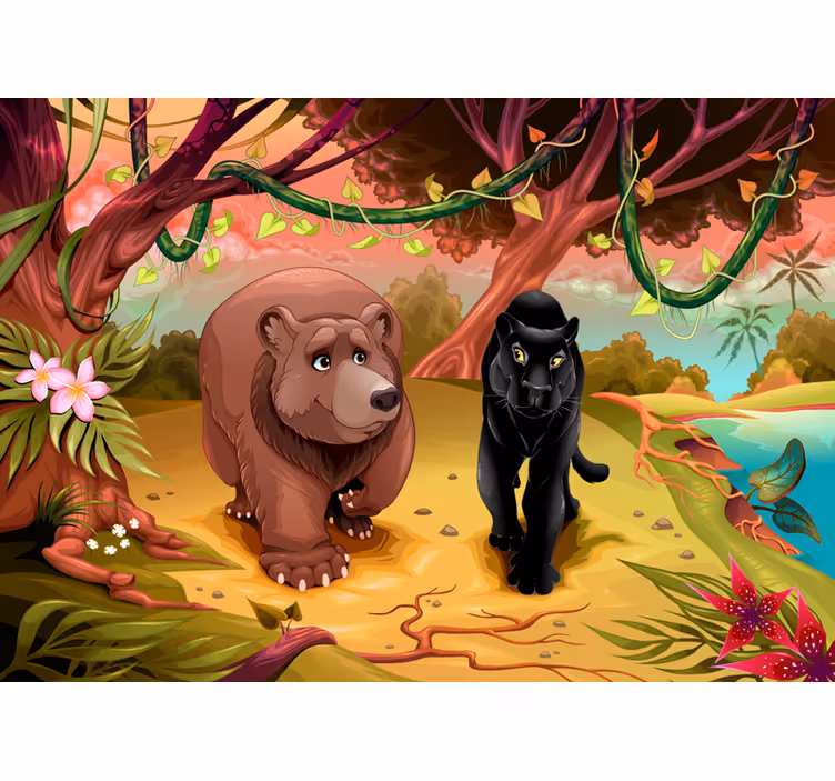 Kids Murals animals in the jungle - TenStickers