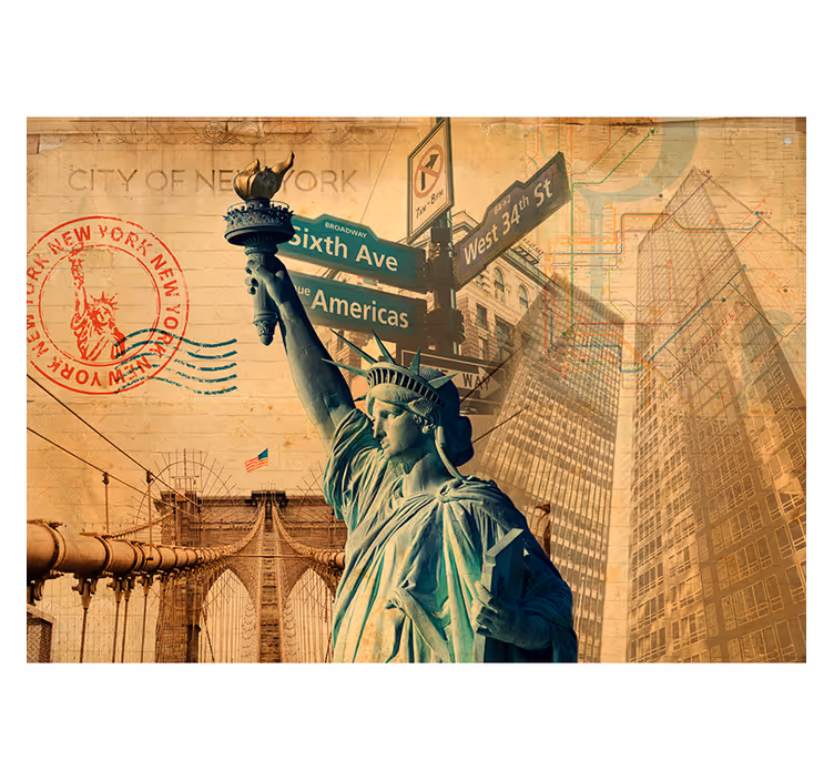 Vintage Liberty Collage new york wall mural - TenStickers