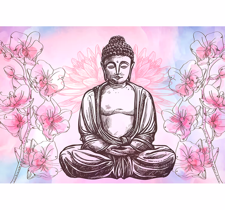 Buddha Floral Harmony buddha mural - TenStickers