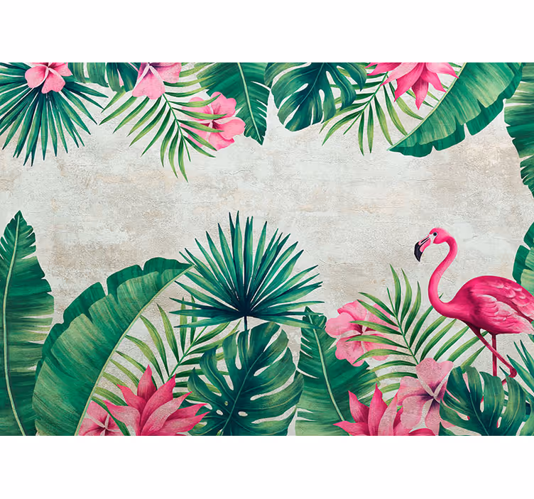 Flamingos and palms nature wall mural - TenStickers