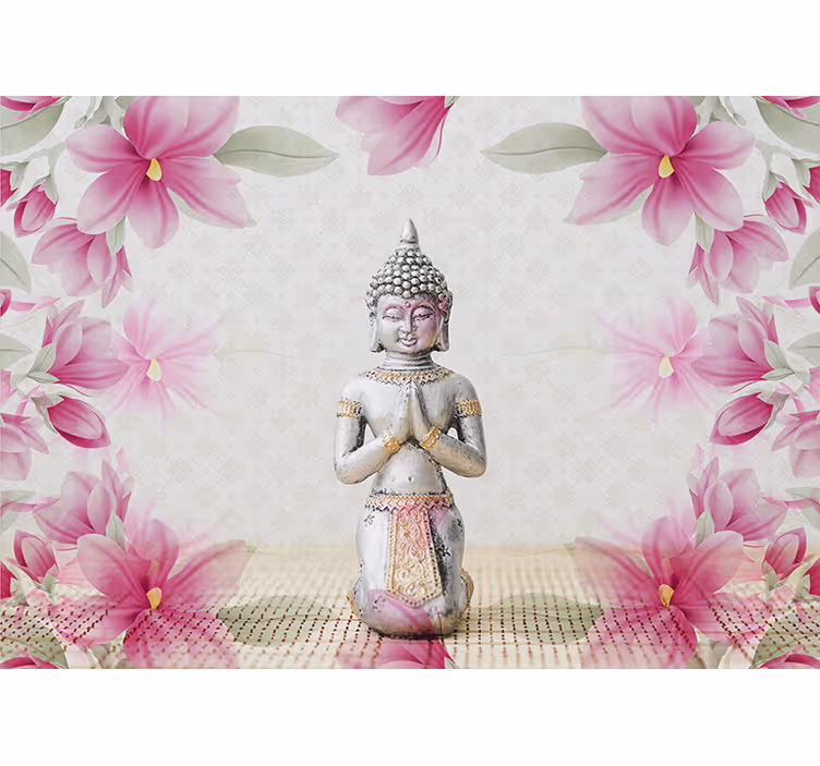 Flower Buddha zen mural wallpaper - TenStickers