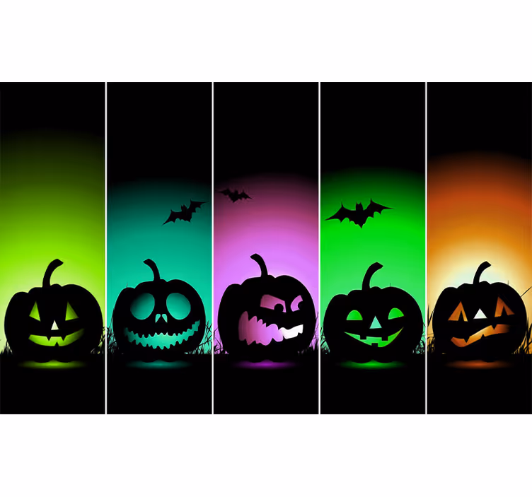Halloween mural pumpkin faces decoration - TenStickers