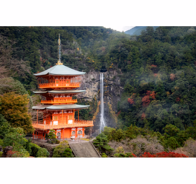 Historic Japanese Pagoda landscape mural wallpaper - TenStickers