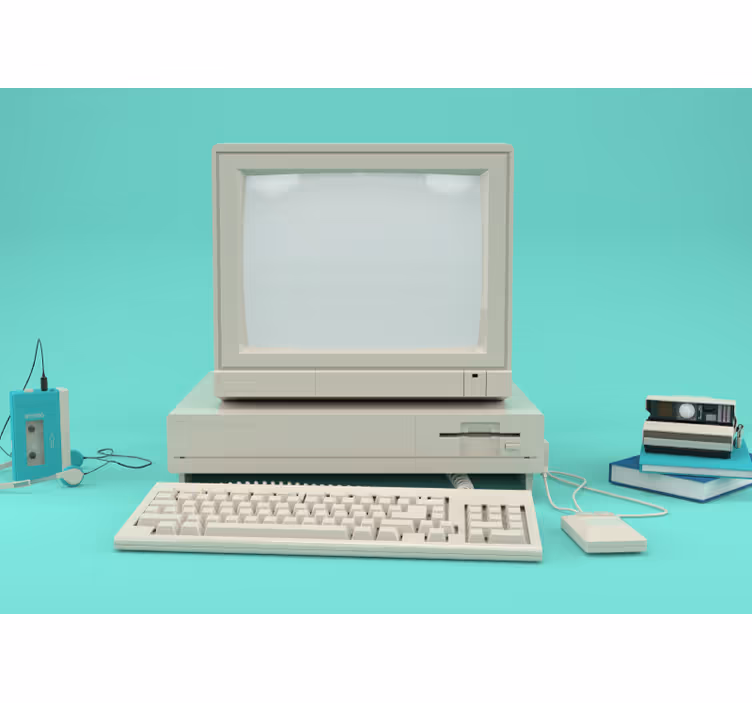 Vintage Computer Setup vehicle mural - TenStickers