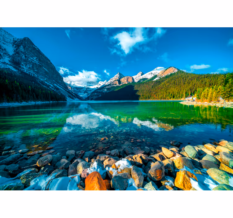 Mountain Lake Mirror Image landscape mural wallpaper - TenStickers