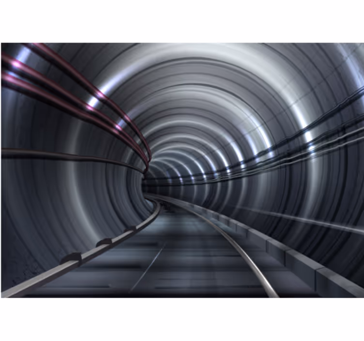 Vehicle mural futuristic subway tunnel - TenStickers