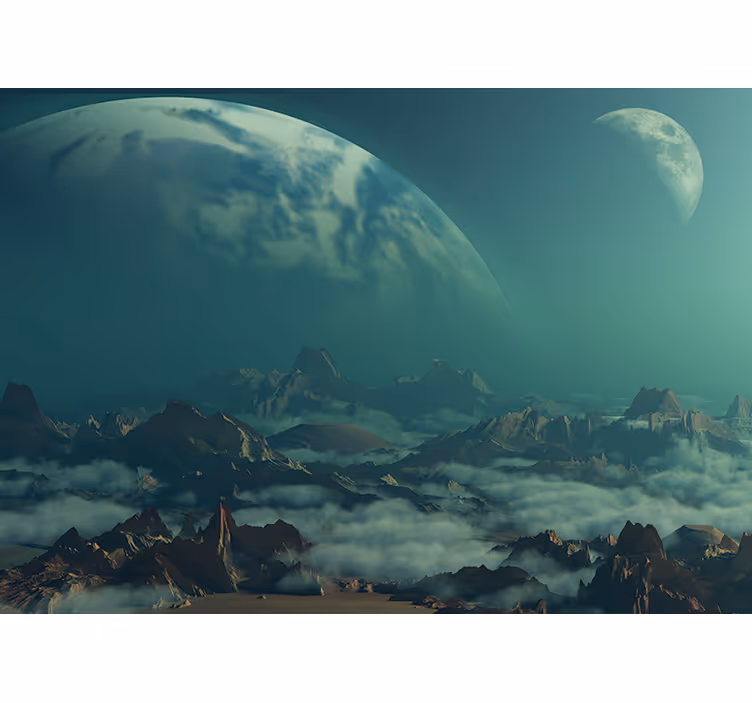 Space mural celestial mountain peaks - TenStickers