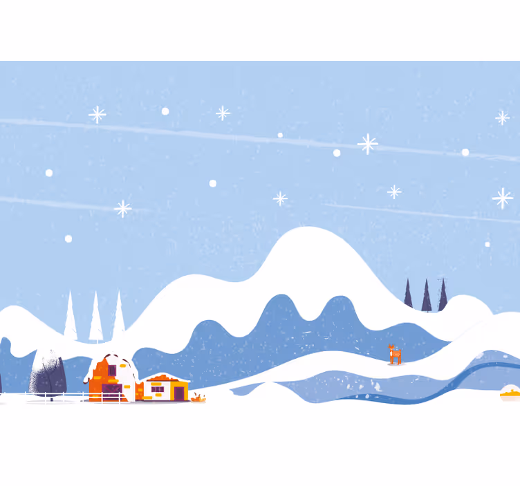 Drawn snowy mountain  children wall mural - TenStickers