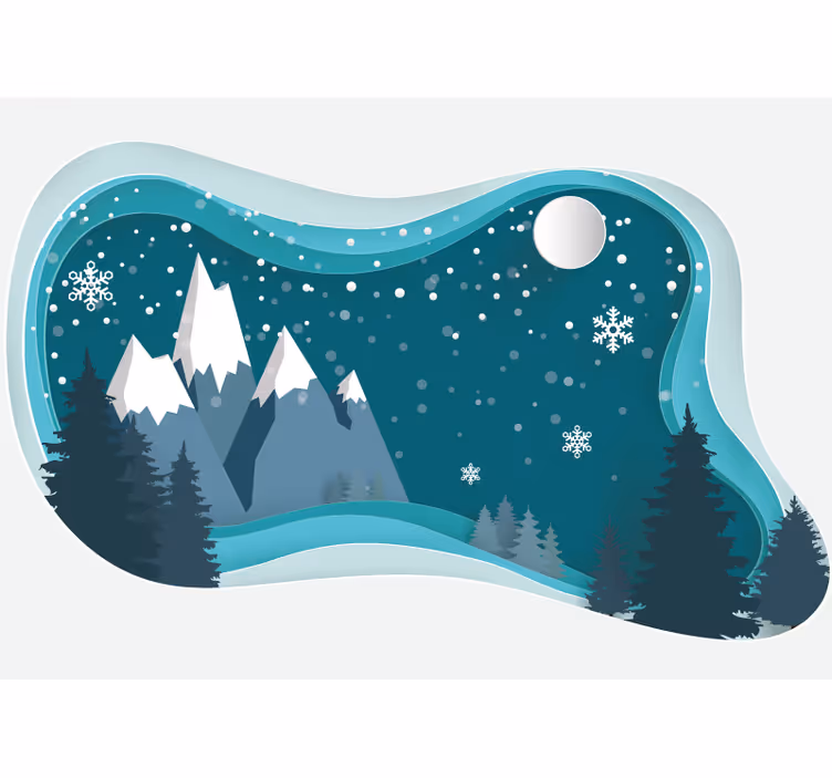 3d snowy mountain landscape Kids wall Murals - TenStickers