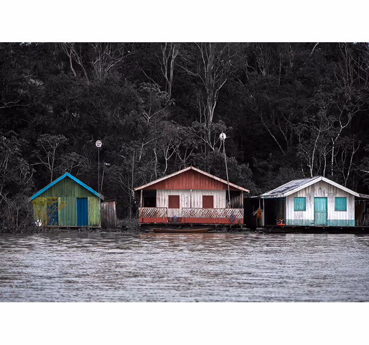Colorful River Houses landscape mural wallpaper - TenStickers